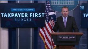 White House Office of Management and Budget director Mick Mulvaney details the Trump administration’s fiscal year 2018 budget proposal. ATW screenshot