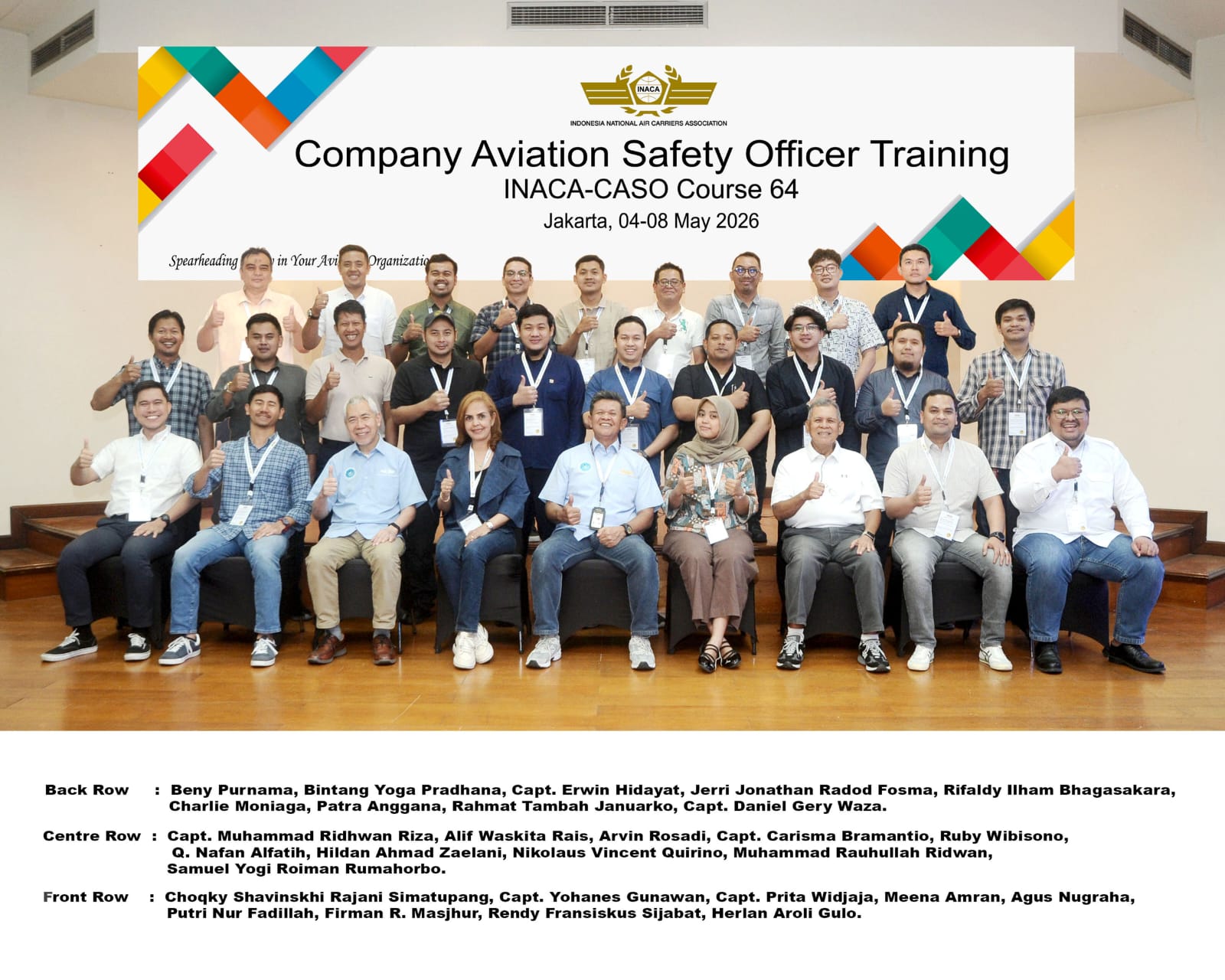 INACA Sukses Menyelenggarakan CASO Training Course 64 dan HIRA Training Course XIV