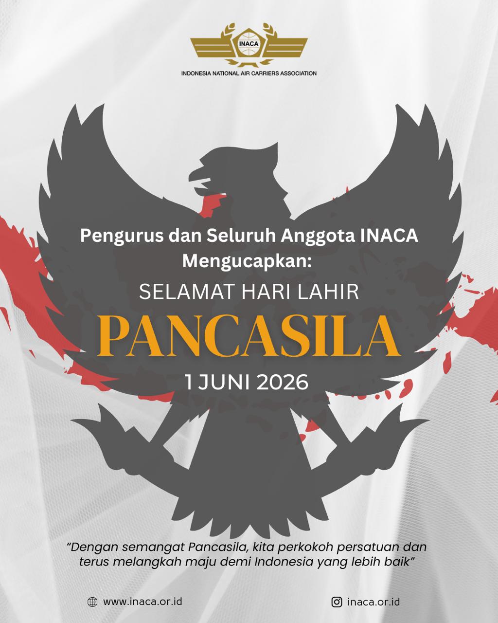 INACA Mengucapkan Selamat Hari Lahir Pancasila 1 Juni 2026: Memperkokoh Persatuan untuk Indonesia yang Lebih Baik