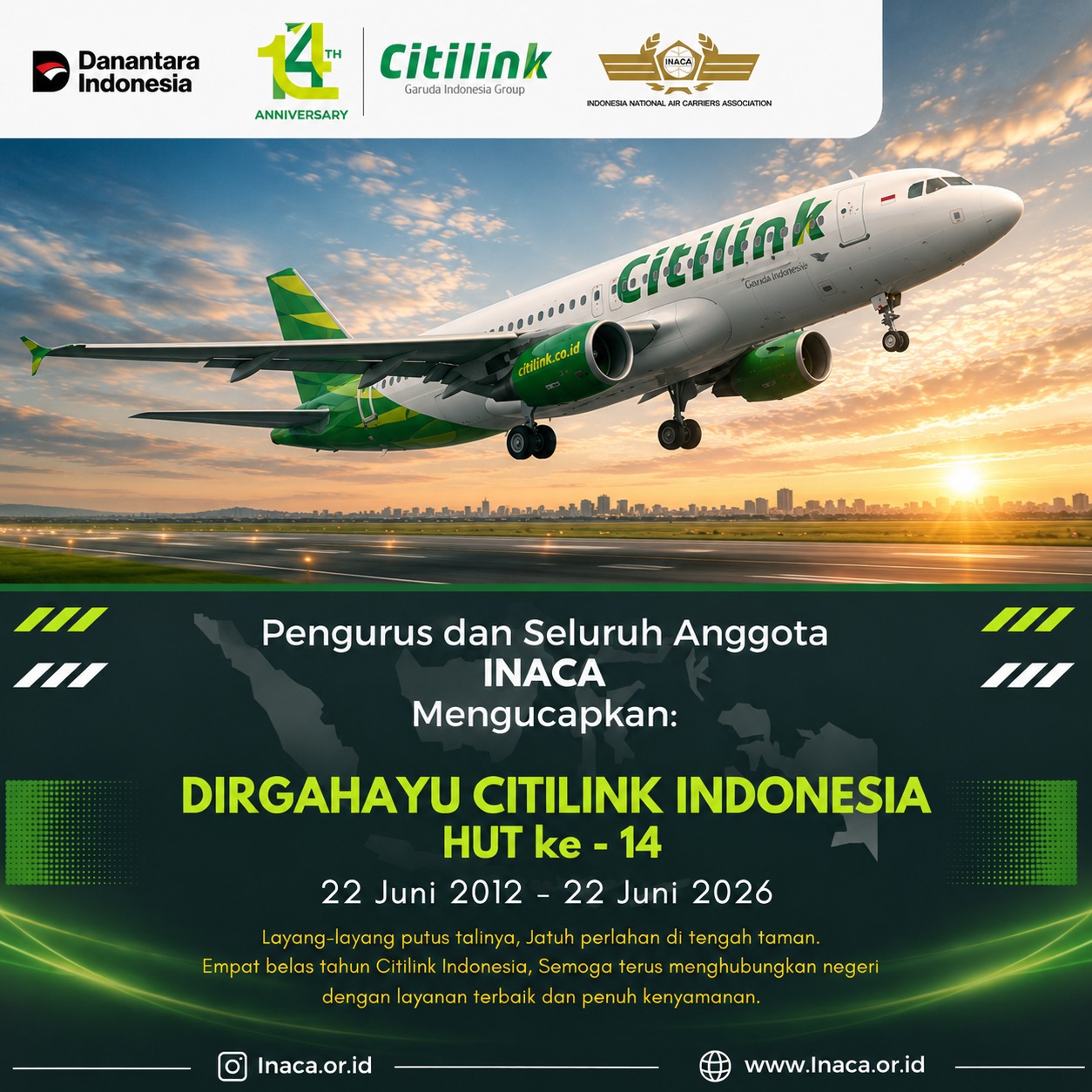 INACA Ucapkan Selamat Ulang Tahun ke-14 untuk Citilink Indonesia