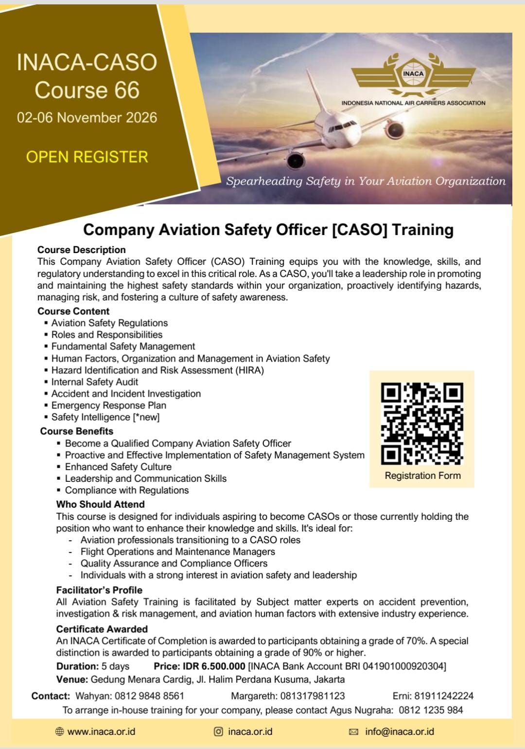 OPEN REGISTER INACA CASO TRAINING