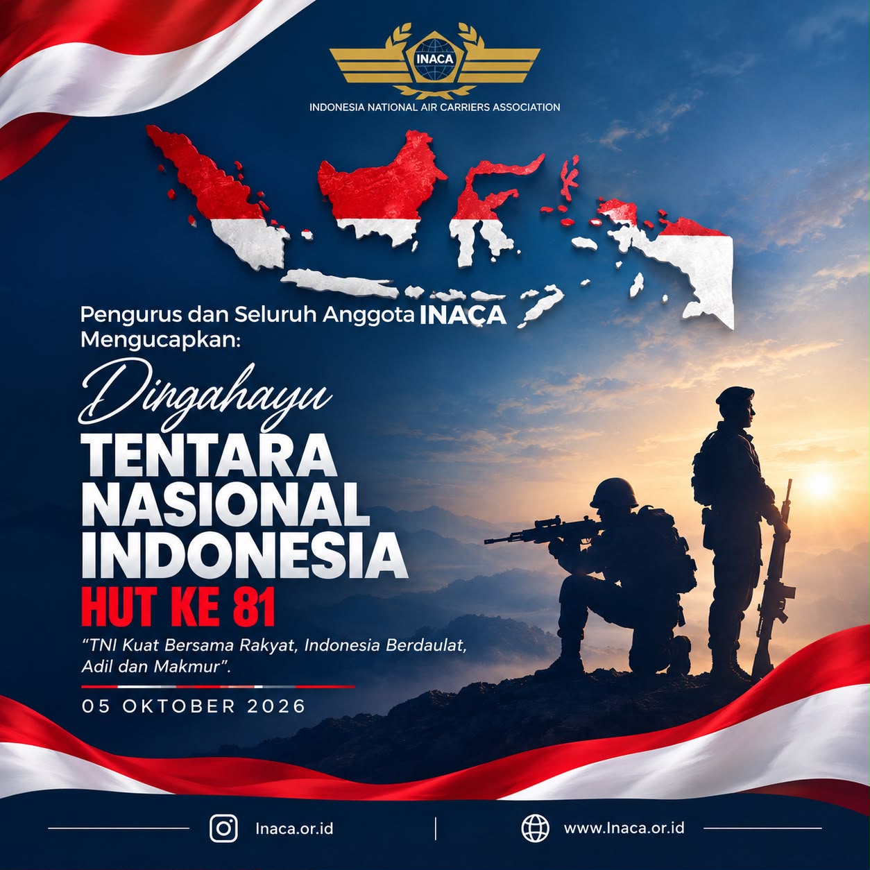 Dirgahayu TNI ke-81: TNI Kuat Bersama Rakyat, Indonesia Berdaulat, Adil dan Makmur