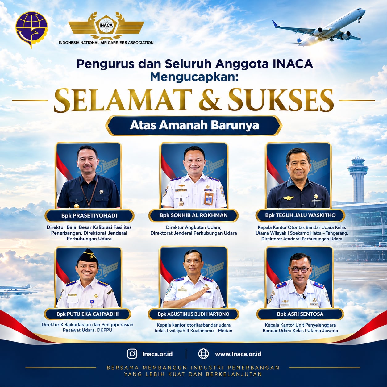 INACA Ucapkan Selamat dan Sukses atas Amanah Baru Enam Pejabat di Lingkungan Direktorat Jenderal Perhubungan Udara